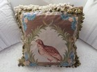 Aubusson Style French Country Needlepoint Pillow English Pheasant Ornate Bird