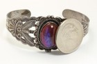 Vintage Navajo Sterling Silver Harvey Stamped Dragon s Breath Cuff Bracelet