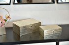 Set Of 2 Decorative Wooden Jewelry Keepsake Boxes With Gold Accents