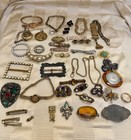 Antique Victorian Jewelry Lot Gf Brooches  Watches  Chains  Fobs  Sterling 40