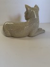 Antique French Cat Crackled Glaze Base 9x4 Height 5   laying Down