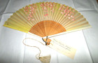 Vintage Made In Japan Hand Painted Floral Silk carved Wood Hand Fan