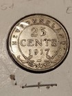 1917c Newfoundland 25 Cents Silver Coin