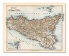 Sicily  Italy Original Antique Map Sicilia 1900  Palermo Messina Syracusa