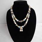 Necklace   Drop Earring Set Pastel Smokey Beaded  Glass Crystal Style Gold Tone