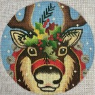 Needlepoint Handpainted Raymond Crawford Reindeer Round 5 