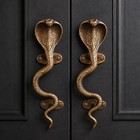 Pair Antique Brass Cobra Snake Door Handles 8 7    Cabinet Pulls Gothic Decor