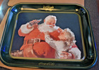 Coca Cola Santa With Little Girl Christmas Tray 1983    13-1 4 X 10-3 4  X 1 