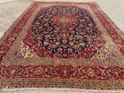 10x14 Blue Vintage Oriental Rug Handwoven Antique Handmade Old Worn Navy Pink Ft