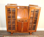 English Oak Art Deco Side By Side  Bookcase   Front Drop Desk