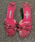 Manolo Blahnik Calla 50 Mule  Hot Pink   Black Snake  Size 41   Vintage 