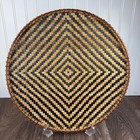 Large Woven Black And Tan Reed Winnowing Basket Tray 16 5  Decor