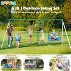 Metal Playground Swing Set Outdoor Kids Backyard Swingset With 2 Swings   Ladder