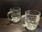 2 Dimple Stein Beer Mug Dimpled Clear Glass Mugs Each Heavy