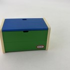 Rare Vtg Little Tikes Dollhouse Green Blue Toy Box Chest Toybox Lid Furniture