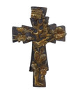 Mexican Hand Crafted 4  Cross Metal   Wood Catholic Milagros Vintage Folk Art