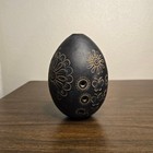 Vintage Chinese Xun Flute - Hand-carved Black Clay Vessel Ocarina