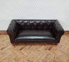 Dollhouse Sofa Couch Brown Faux Leather 1 12 Scale Miniature Furniture