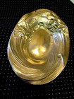 Antique Art Nouveau Gilt Bronze Female Iris Flower Oval Coin Pin Tray