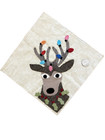 Christmas Reindeer Candle 2 Wool Hand Stitched Applique Blocks Pillow Tops