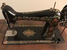 Antique Singer Sewing Machine 1900 s In Tiger Oak Closed Cabinet Treadle