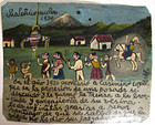 Vtg Hp Mexican Tin Retablo Apostle Santiago Save Old Lady From Accident In 1920