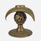 Vintage Brass Crescent Moon Incense Burner Holder Reticulated Sphere Altar