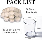 36   pack Glass Votive Holders With White Tealights wedding Home Dinner Decor