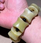Old Ancient Chines Hotan Jade Bracelet  Ancient Coins yuanbao Pattern 
