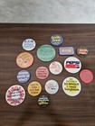Vintage Buttons Pins Lot Of 16  Ads And Humorous  Various Sizes