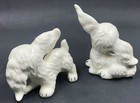 2 Vintage Cream Spaniel Dog Figurines Glossy Porcelain Miniature 3    Hand Painted