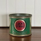 Lucky Strike Cigarettes Round Tin Box Vtg Antique Tobacco Advertisement