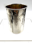 Antique Sterling  Silver Esco Gold Washed Chased  Kiddush Cup Beaker