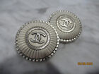 Chanel 2 Buttons Off White With Silver Tone Metal 24mm 1 Inch Lot 2