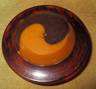 Xl Antique Bakelite Button -yin Yang Butterscotch   Brown Cookie Set In Tortoise