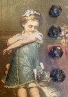 Set Of 4 vintage 3 8    Demi Hex Blue Glass Opalescent Glass  Buttons  nos