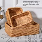Hand-woven Rattan Wicker Basket Fruit Tea Snack Bread Basket  Rectangular6984