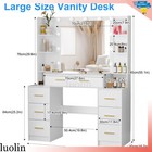 Vanity Desk With Mirror And Lights makeup Vanity Table With 7 Drawers nightstand