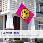 Anley 2 Pack Fly Breeze 3x5 Foot Pink Happy Face Flag With Brass Grommets