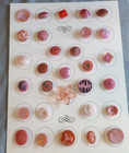 30 Vintage Glass Buttons Collector Card Very Nice Fancy Pink Various Designs