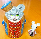 Vtg Russian Matryoshka Cat And Mouse Nesting Doll Set Signed N  Trofimova Rare