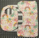 Unicorn Girls Pink Tiedye Baby Bib Burp Cloth Set Of 2 Gift Soft Cotton Handmade