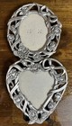 Lot Of 2 Vintage Filigree Rose Pattern Picture Frame Heart   Oval Shape Frames