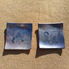 2 Toshiko Takaezu Signed Square Tile Plates 4 5 In  Abstract Glaze Listed Artist