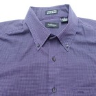 Van Heusen Dress Shirt Men Medium 15-15 5 Purple Check Wrinkle Free Stain Shield