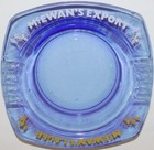 Vintage Glass Ashtray Mcewans Lager And Export Beer Blue Glass Cavalier N-mint