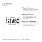 Sswbasics Temporary License Plate Protectors - 7 X 12 1 2 In - Case Of 100