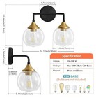 Bathroom Vanity Light With Clear Glass Shade  E26 Base 2-light Black And Gold