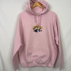 Gildan Powerpuff Girls Bubbles And Boomer Embroidered Pink Hoodie Sweatshirt L