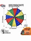 Gsi Kids Play Parachute Rainbow 12 Ft Tent Outdoor Games New